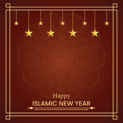 islamic new year post design with mandala and product space vector file