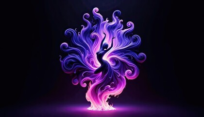 A stunning artistic representation of a tree with fluid, swirling branches in mesmerizing purple tones, creating a dreamlike vision.