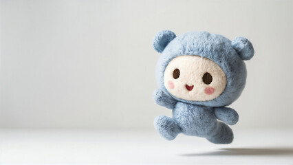 Blue Kawaii Plush Isolated on White Background- The Perfect Gift for Kids.