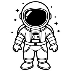 Obraz premium Happy astronaut cartoon character in futuristic robotic design