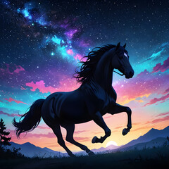 Obraz na płótnie Canvas horse silhouette on the background