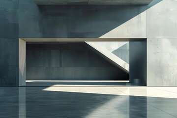 Obraz premium sleek lines and stark angles of minimalist architecture in a close-up shot, emphasizing the play of light and shadow Imagine a structure as a work of art