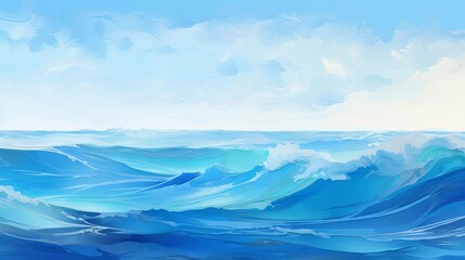 Fototapeta premium Vivid and detailed painting of rough ocean waves