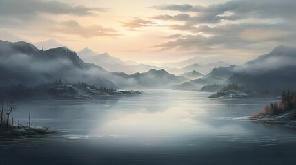 Fototapeta premium a serene mountain lake landscape