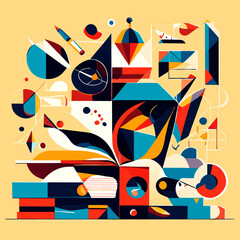 abstract geometric students about education, vector illustration flat 2
