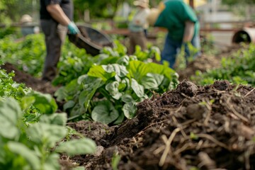 Adding green waste to compost in backyard