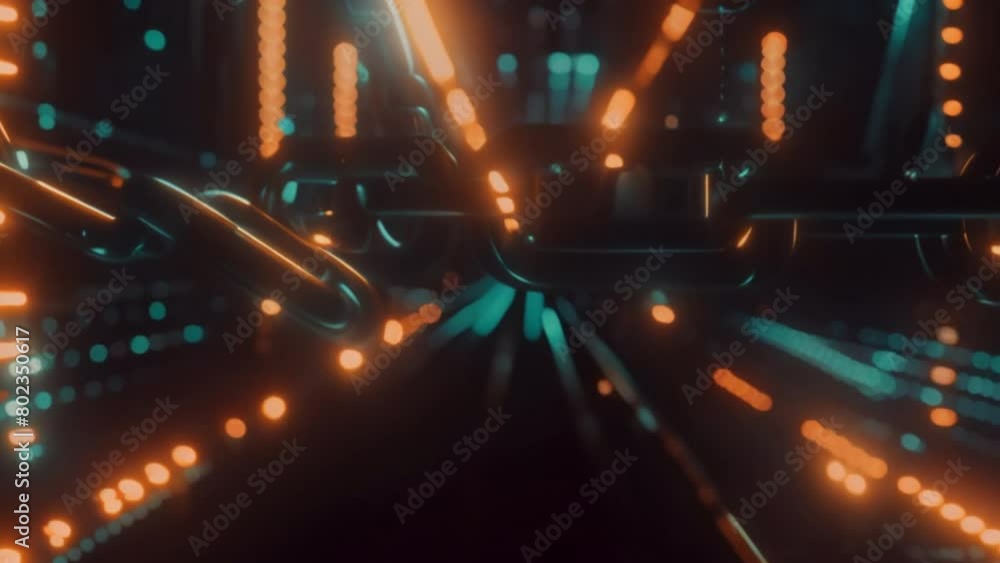 Poster A futuristic depiction of blockchain technology powering a wide range of applications, from finance to healthcare to supply chain management.