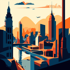 ciudad, vector illustration flat 2