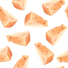 Seamless cheese pattern. Food background.