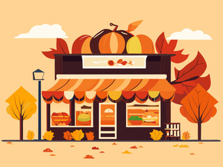 thanksgiving shop, vector illustration flat 2