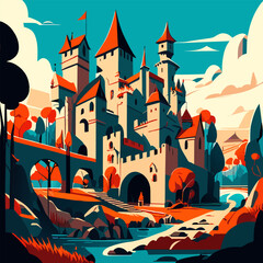 castle, vector illustration flat 2
