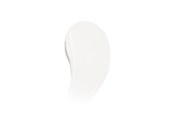 White cream smear on white isolated background. Concept of beauty cosmetic, aesthetics and moisturizing the skin.