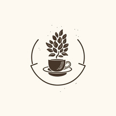 Soothing Elegance: Tea Logo Design Vector Template Inspired by Nature