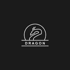 Abstract line dragon logo template vector 