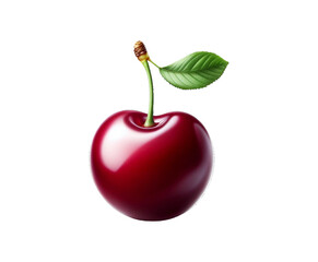 Fresh Red Cherry single isolated on transparent background Ai generative.