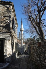 Mosque on an old street in Doganbey village in Turkey