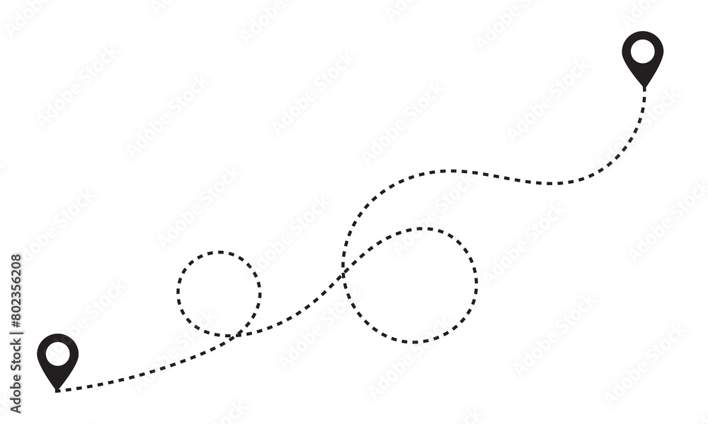 Leinwandbilder Route location icon. Map pointer sign. GPS navigator vector. Map Navigation with 2 pins search location. Vector illustration isolated on white background. EPS 10