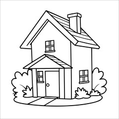 Cute House Outline Drawing for Kids Coloring Activity