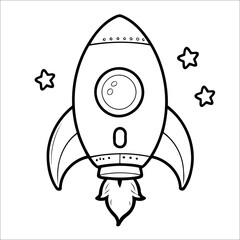 Space Rocket Outline Coloring Page for Kids