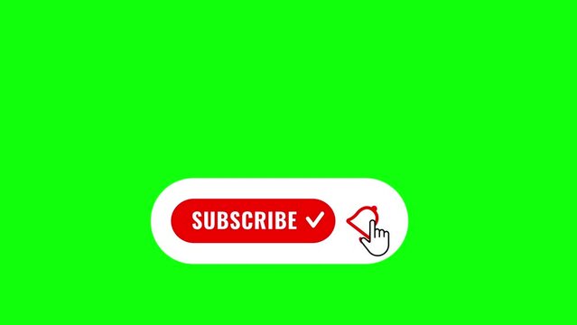 subscribe lower third button animation with green screen.  HD 4k Footage 