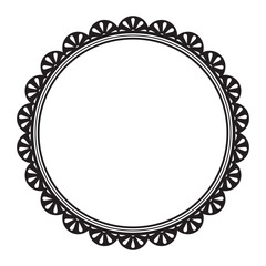 Intricate Circular Frame Border Decorated With Symmetrical Scalloped Lace Pattern Design