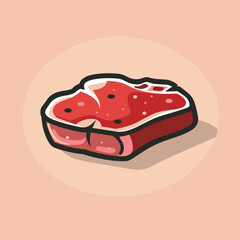 Red meat steak cartoon illustration flat vector icon design