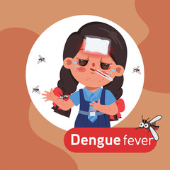 Dengue fever. Girl high fever and a red rash on her arms. children bitten by mosquitoes, Zika virus ,malaria or yellow fever.