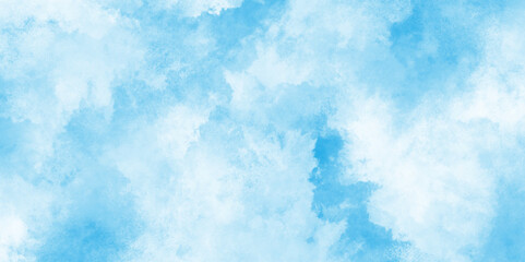 The summer heaven is colorful clearing day Good weather and beautiful nature in the morning, Blue sky with white cloud.  Creative light sky blue shades aquarelle background.