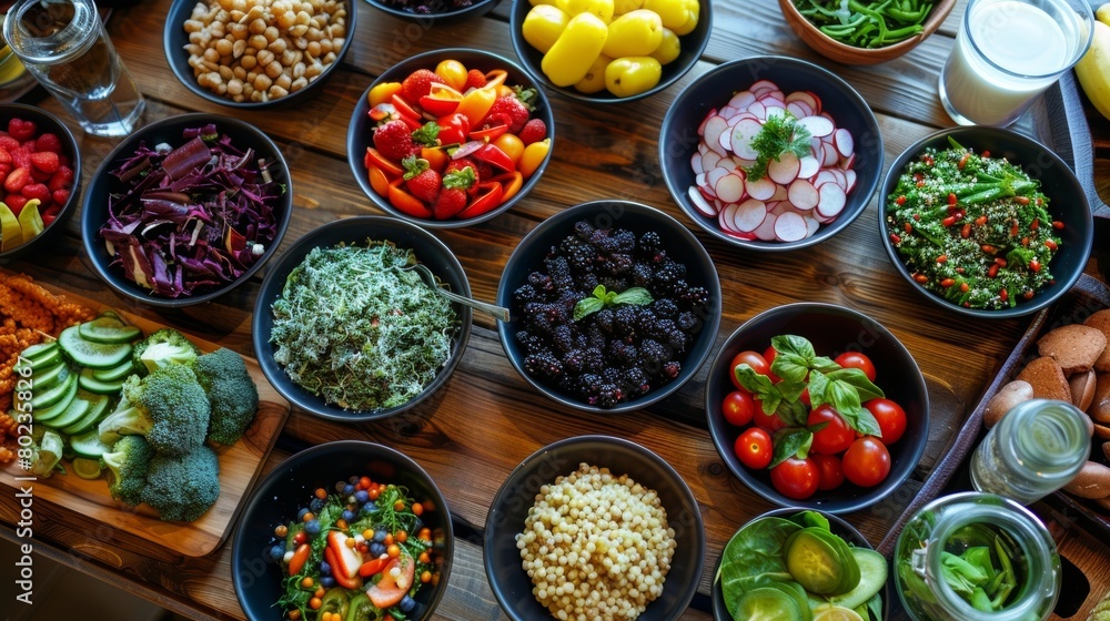 Poster an array of fresh and whole food options laid out for clients to enjoy after their cleansing and rev
