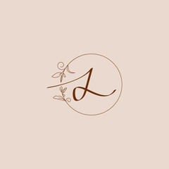 Minimal and elegant letter L logo template vector on natural frame circle