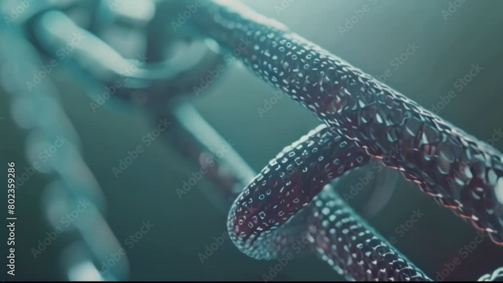 Poster a futuristic depiction of blockchain technology powering a wide range of applications, from finance 