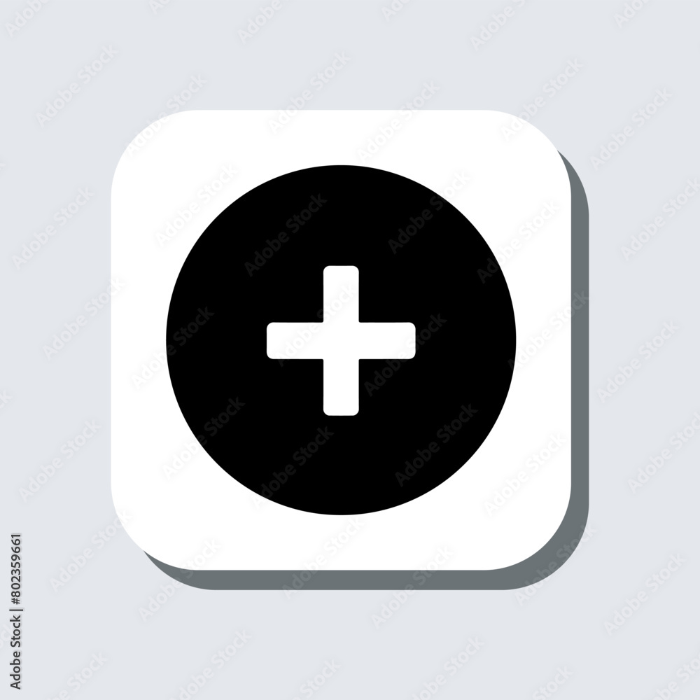 Poster add icon vector. plus sign symbol in trendy flat style. medical cross vector icon illustration in sq