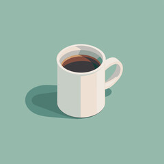 Simple flat style hot coffee mug icon vector illustration