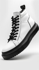 Pair of White Shoes With Black Laces