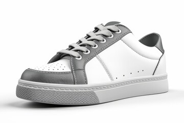 White and Grey Sneaker With Rubber Sole