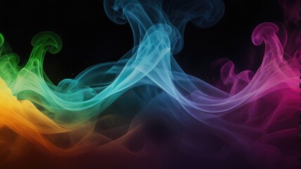 Dynamic dance of colorful smoke. Abstract waves of colored smoke. Flowing colored smoke background. rainbow smoke, paint explosion, color fume powder splash, motion of liquid ink dye in water
