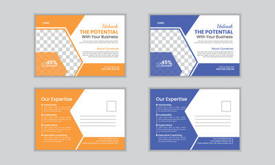Modern clean professional post card template design for business .