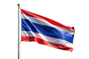 thai national flag isolated on transparent background. AI Generative