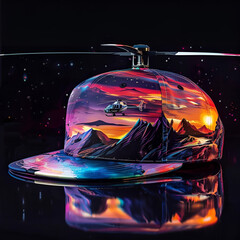 cap with bright print