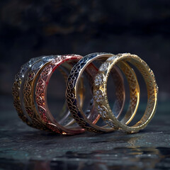 rings on black background