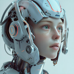 cyber robot with helmet