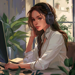 woman listening to music