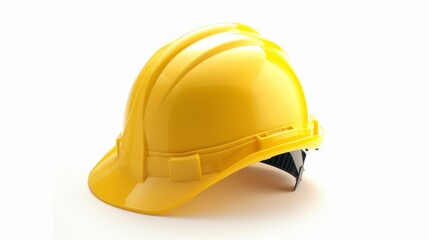A yellow safety helmet isolated on a white background, highlighting industrial protection gear. Created with Generative AI