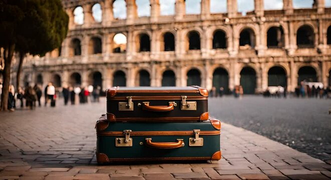 Suitcases in Rome.