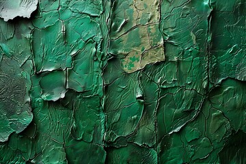 Abstract background or texture of old cracked paint on a green wall
