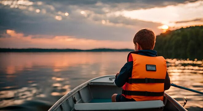 Child with a life jacket.