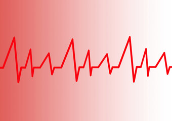 Cardiogram on red and white gradient background.