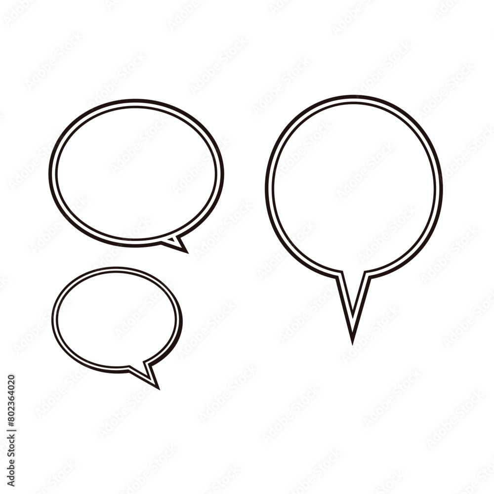 Aufkleber three empty speech bubbles of varying sizes on a white background.