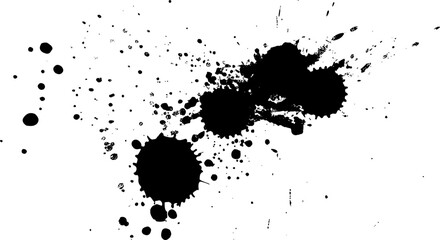 black ink dropped splash splatter on white background