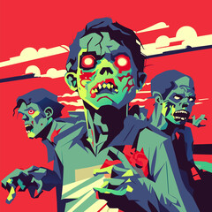 zombies, vector illustration flat 2